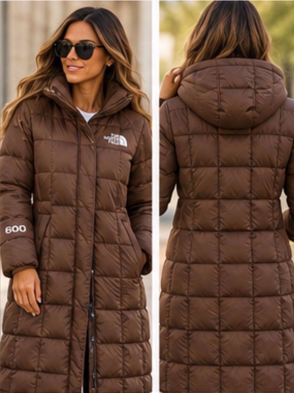 The North Face Women’s Medium Brown 600 Fill Down Long Puffer Parka Hooded Coat